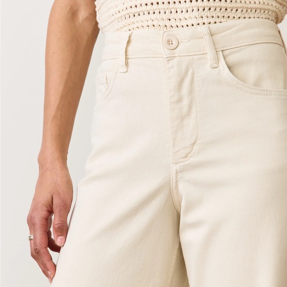 Charlie Wide Leg Pant Marine Layer Cream Pants with Button Detail - Picture 6 of 7